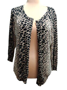 Leopard Print Cardigan Size L Lightweight Button Front Sweater Joseph A Soft Top